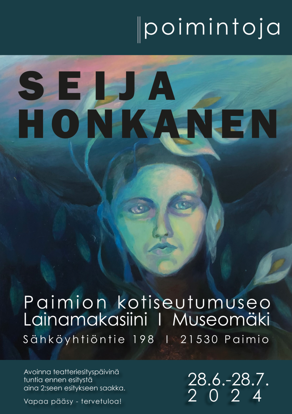 Seija Honkasen Poimintoja-näyttelyn juliste.