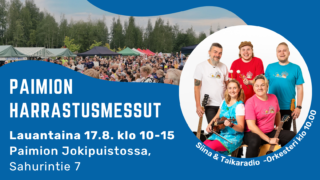 Paimion Harrastusmessut mainos 17.8. klo 10-15, kuvassa Siina & taikaradio-Orkesteri.