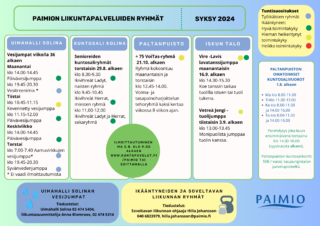 Paimion liikuntapalveluiden ryhmät 2024-2025