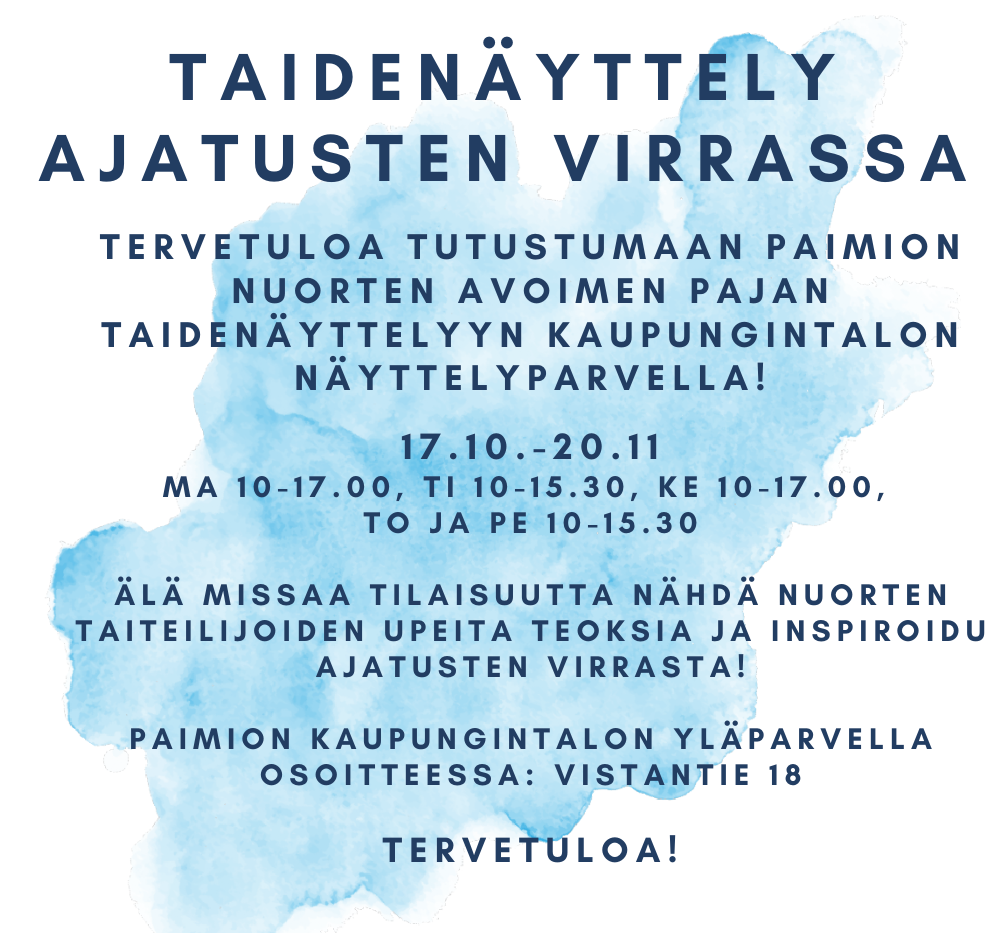 Taidenäyttelyn mainos.