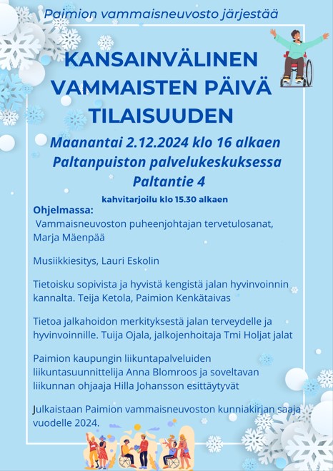 Sinisellä pohjalla kerrottu tilaisuuden ohjelma.