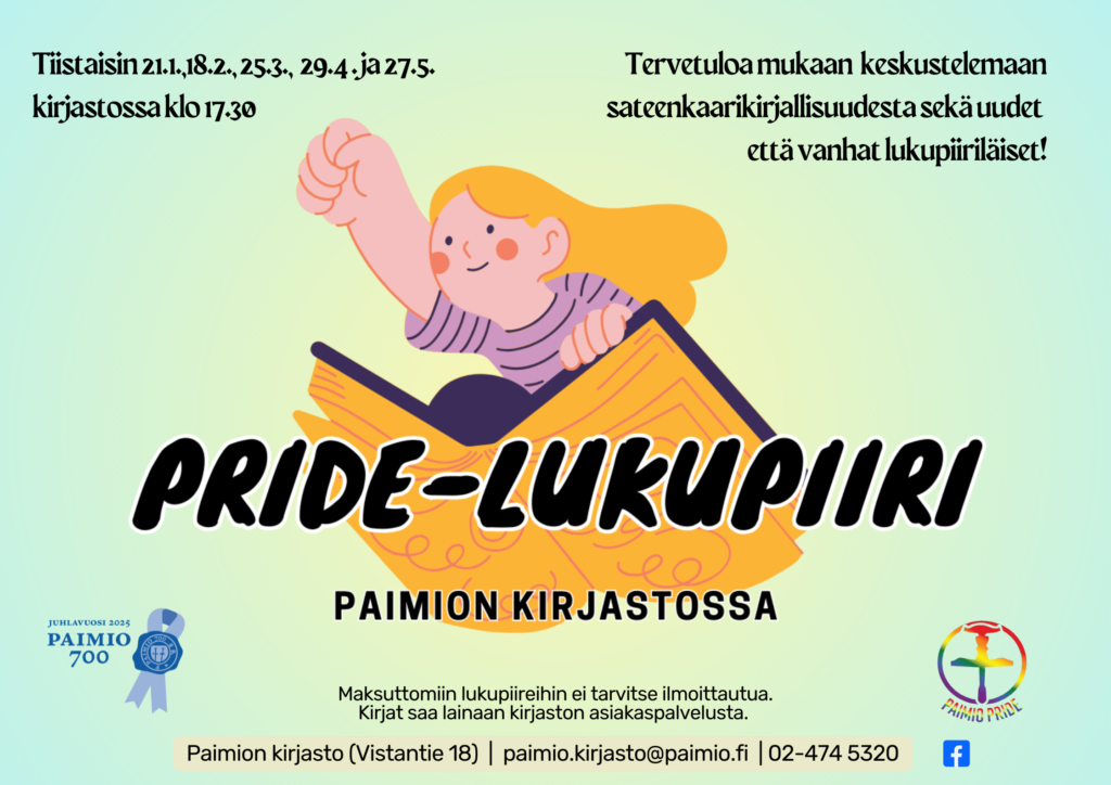 Pride-lukupiirin kevään 2024 mainos.