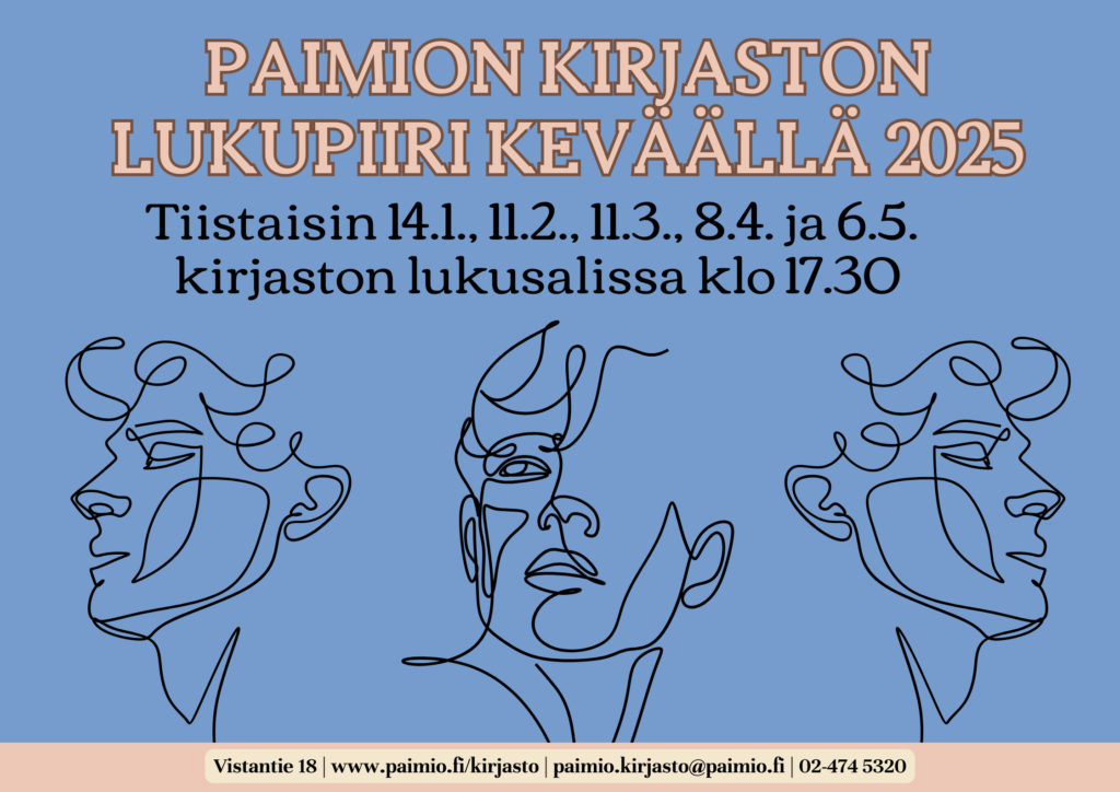 Kirjaston lukupiirin kevään 2025 mainos.