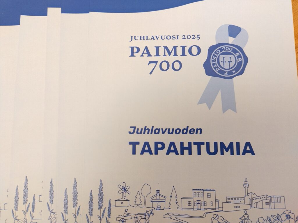 Paimio 700 -juhlavuoden logo ja tekstinä Juhlavuoden tapahtumat.