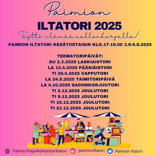 Lista vuoden 2025 iltatoripäivistä.