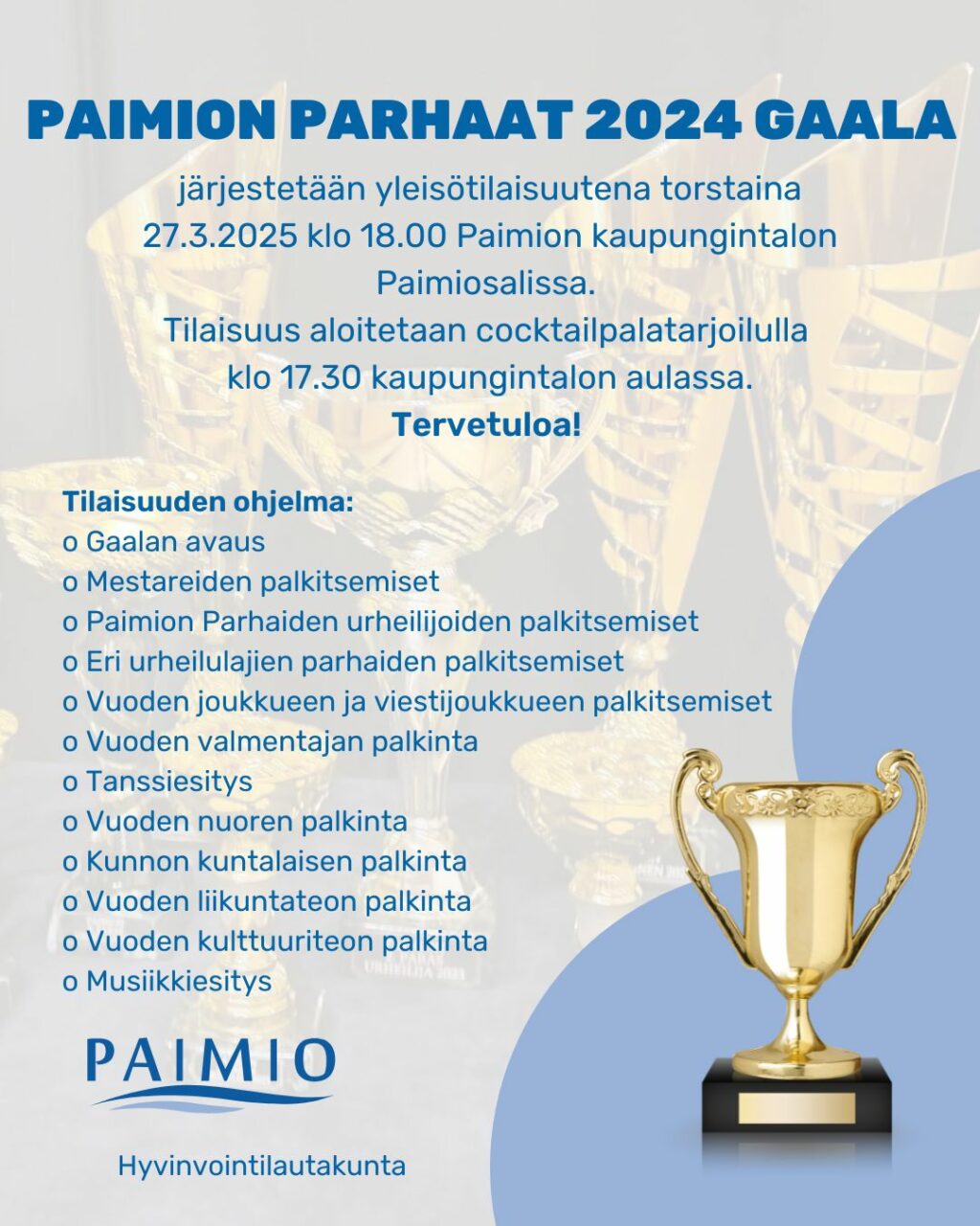 Paimion parhaat 2024 gaala ohjelma ja palkinnon kuva